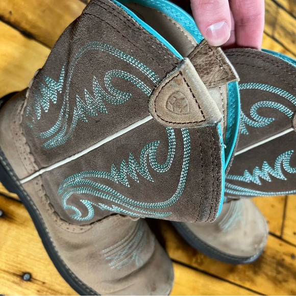 Ariat Fatbaby Womens 8.5B Brown Suede Leather Cowboy Western Boots Ranch Rodeo - Picture 5 of 12